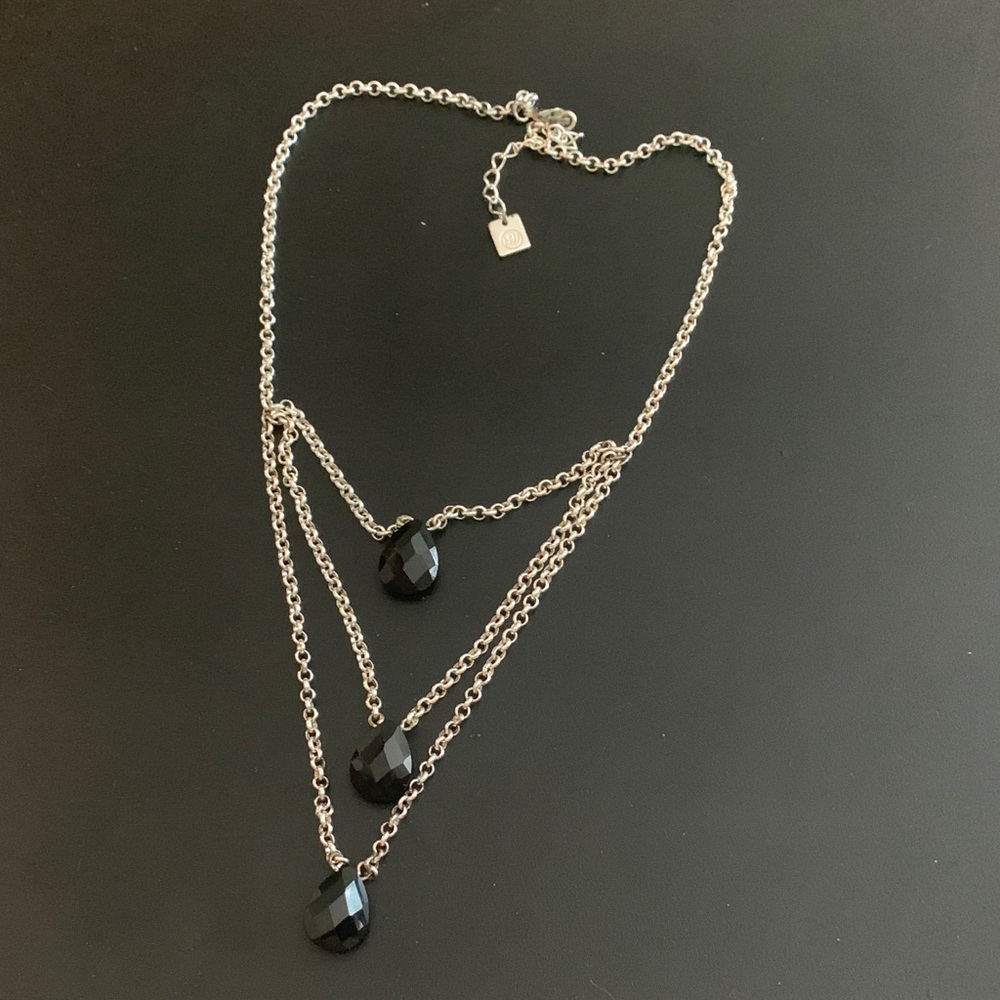 Nine West Black and Silver Layered Necklace - 16-18 inches long
